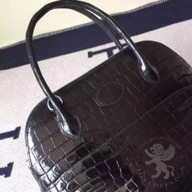 Hermes Bolide Crocodile Black