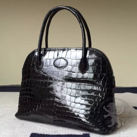 Hermes Bolide Crocodile Black