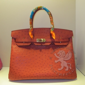 HERMES Birkin Ostrich 30cm Indian Red PHS