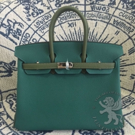 Hermes Birkin Togo 25cm Bi-color Malachite Z6 Canopee V6