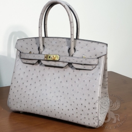 HERMES Birkin Ostrich 30cm Etoupe 18