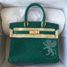 Hermes Birkin Ostrich 30cm Jade Green FHS