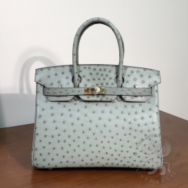 HERMES Birkin Ostrich 30cm Blue