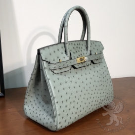 HERMES Birkin Ostrich 30cm Blue
