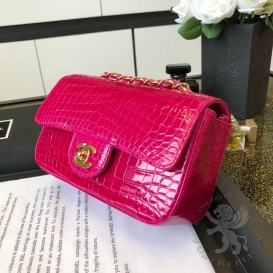 Chanel Classic Crocodile Mini 20cm Fuchsia