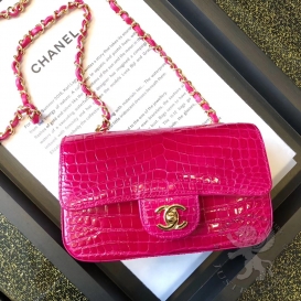 Chanel Classic Crocodile Mini 20cm Fuchsia