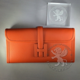 Hermes Jige Clutch Epsom Orange