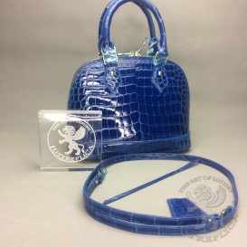 Louis Vuitton Vernis Alma Bag 25cm Crocodile Blue