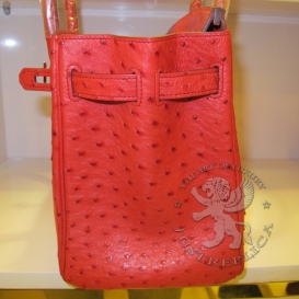 HERMES Birkin Ostrich 30cm Rouge PHS