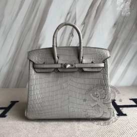 Hermes Birkin Crocodile Matte Niloticus 25 cm Beton 8L
