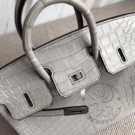 Hermes Birkin Crocodile Matte Niloticus 25 cm Beton 8L