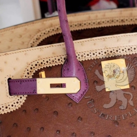 Hermes Birkin Ostrich 30cm Tri-color Ghillies MS