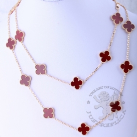 Van Cleef & Arpels Necklace Alhambra Carnelian 20 motifs