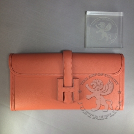 Hermes Jige Clutch Epsom Salmon