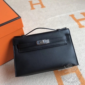 Hermes Kelly Pochette 22cm Swift Black