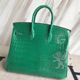 Hermes Birkin Crocodile Shiny Niloticus 25cm Vert Emeraude 6Q