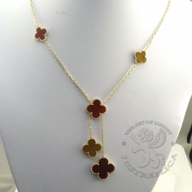 Van Cleef & Arpels Necklace Alhambra Carnelian Tiger's Eye 6 motifs