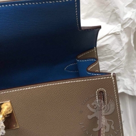 Hermes Kelly Epsom 28cm Bi-color Etoupe/Mykonos