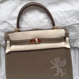 Hermes Kelly Epsom 28cm Bi-color Etoupe/Mykonos
