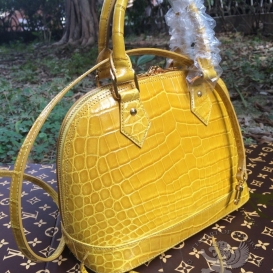 Louis Vuitton Vernis Alma Bag 25cm Crocodile Yellow