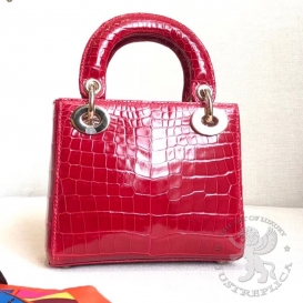 Dior Lady Dior 17cm Crocodile Red