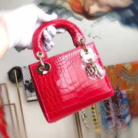 Dior Lady Dior 17cm Crocodile Red