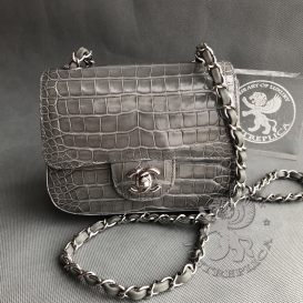 Chanel CF Alligator Crocodile 17cm Grey