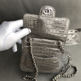 Chanel CF Alligator Crocodile 17cm Grey